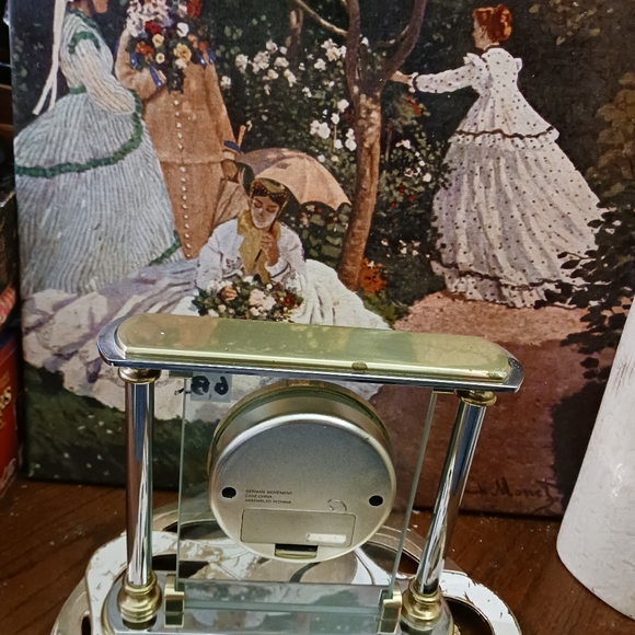 ⏰️Danbury Mint Heavy Mantle Clock 🕰🇩🇪  Sleek Vintage Art Deco,Brass&Chrome. - Picture 5 of 5